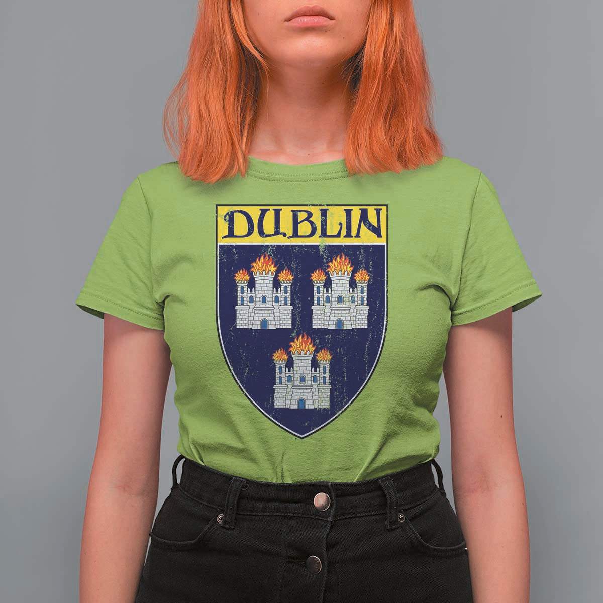 Dublin Ireland T Shirt For Women The Coat of Arms of Dublin Three Burning Castles