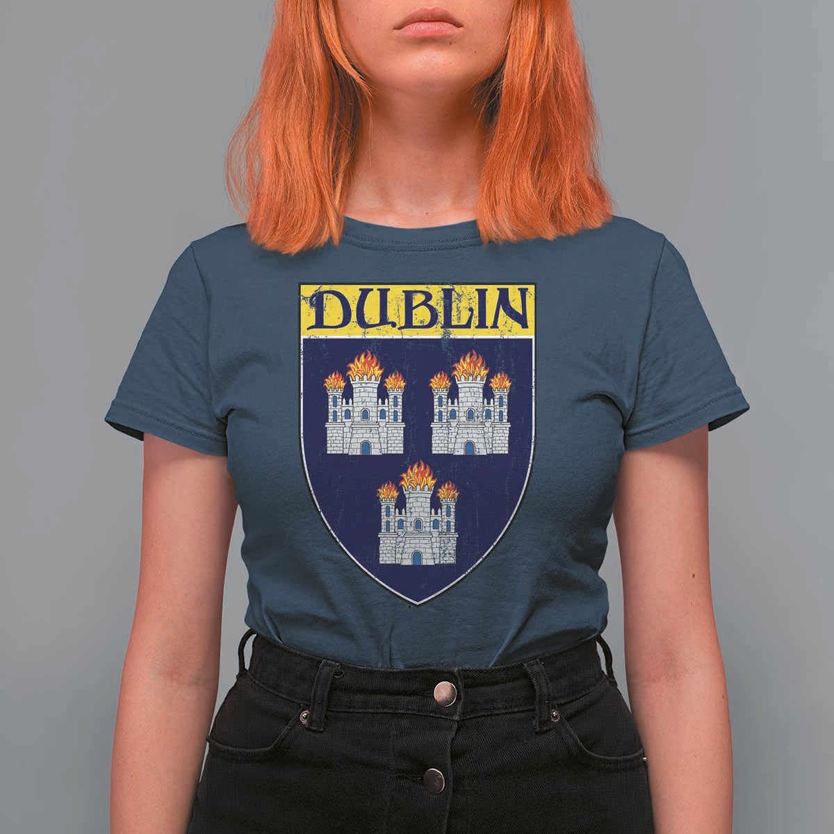 Dublin Ireland T Shirt For Women The Coat of Arms of Dublin Three Burning Castles