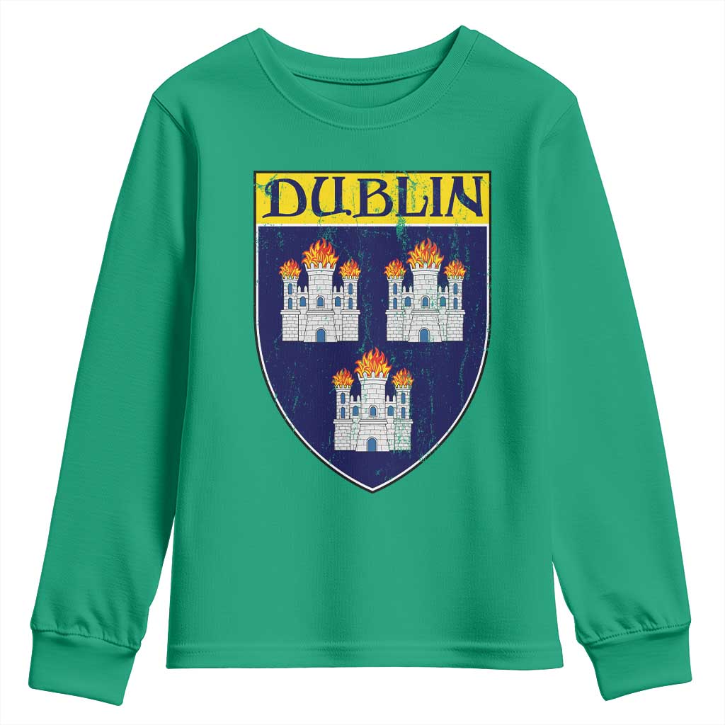 Dublin Ireland Youth Sweatshirt The Coat of Arms of Dublin Three Burning Castles