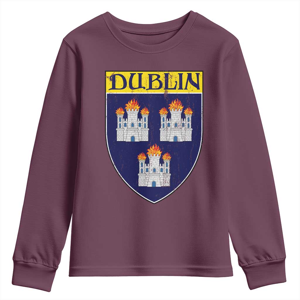 Dublin Ireland Youth Sweatshirt The Coat of Arms of Dublin Three Burning Castles
