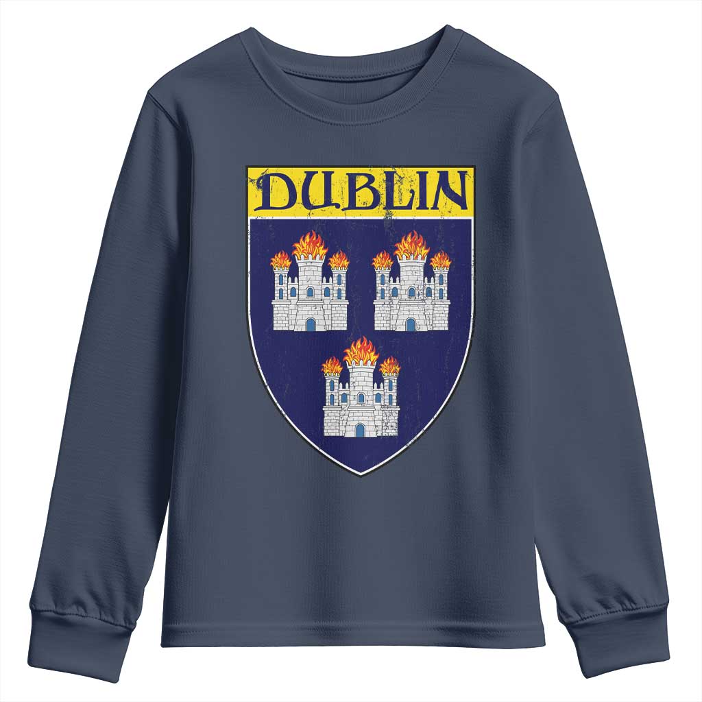 Dublin Ireland Youth Sweatshirt The Coat of Arms of Dublin Three Burning Castles