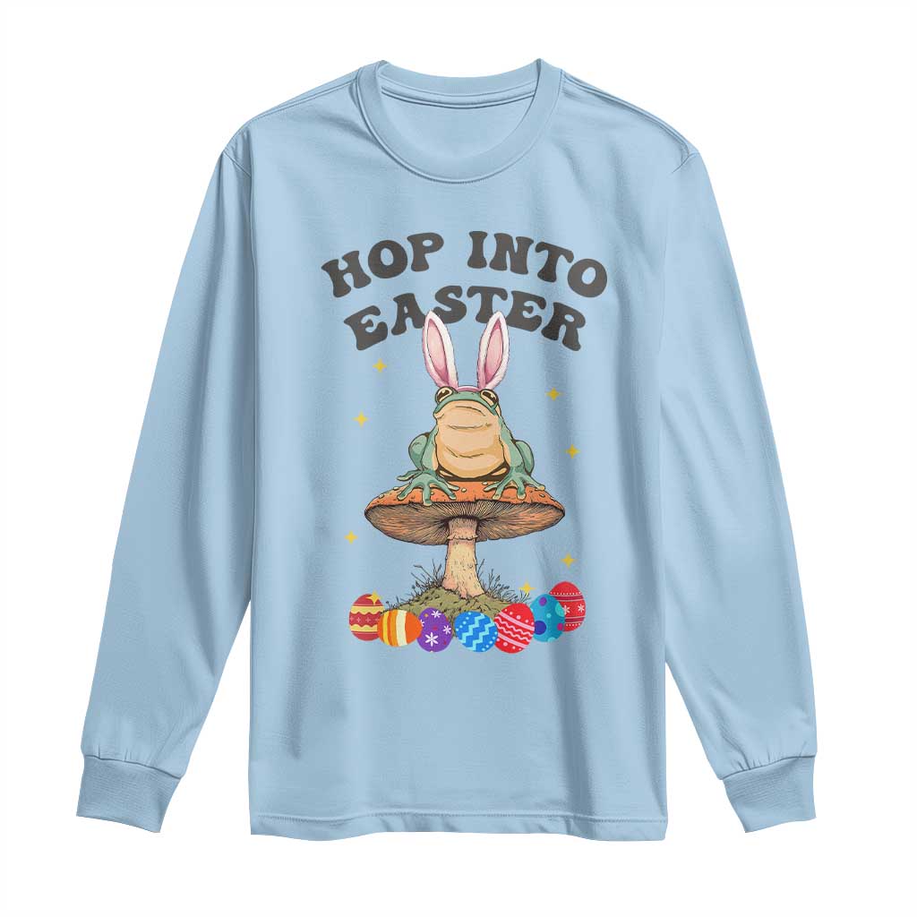 Funny Hop Into Easter Long Sleeve Shirt Easter Day Frog Bunny Egg