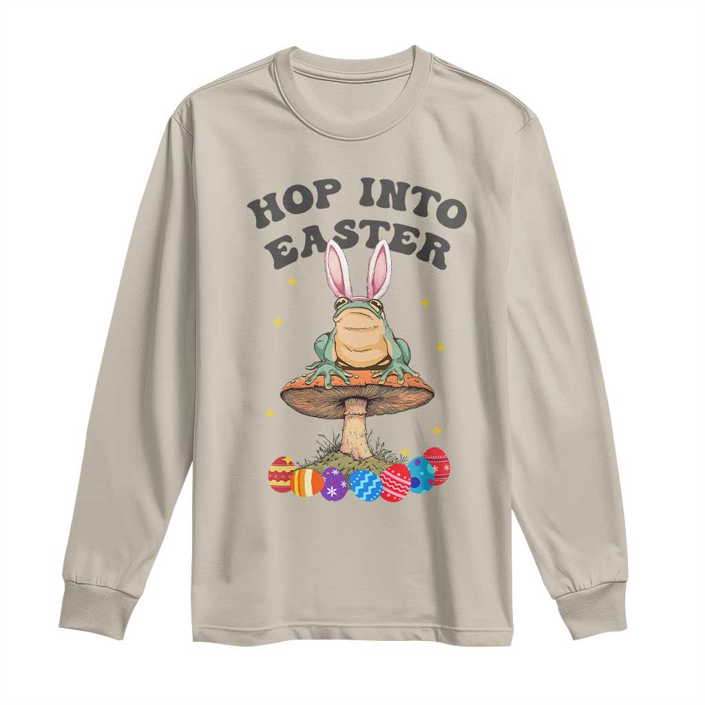 Funny Hop Into Easter Long Sleeve Shirt Easter Day Frog Bunny Egg