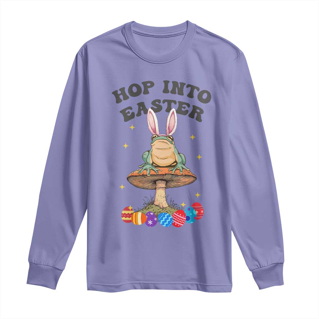 Funny Hop Into Easter Long Sleeve Shirt Easter Day Frog Bunny Egg