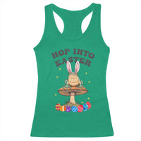 Funny Hop Into Easter Racerback Tank Top Easter Day Frog Bunny Egg