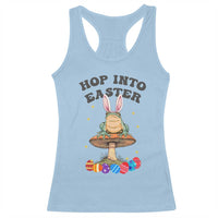 Funny Hop Into Easter Racerback Tank Top Easter Day Frog Bunny Egg