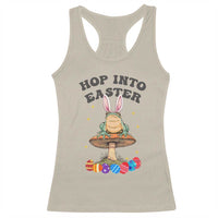 Funny Hop Into Easter Racerback Tank Top Easter Day Frog Bunny Egg