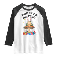 Funny Hop Into Easter Raglan Shirt Easter Day Frog Bunny Egg