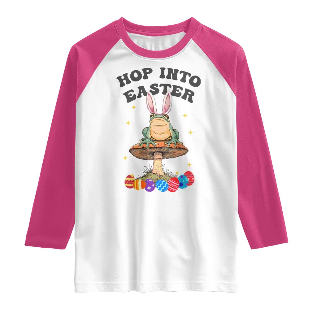 Funny Hop Into Easter Raglan Shirt Easter Day Frog Bunny Egg