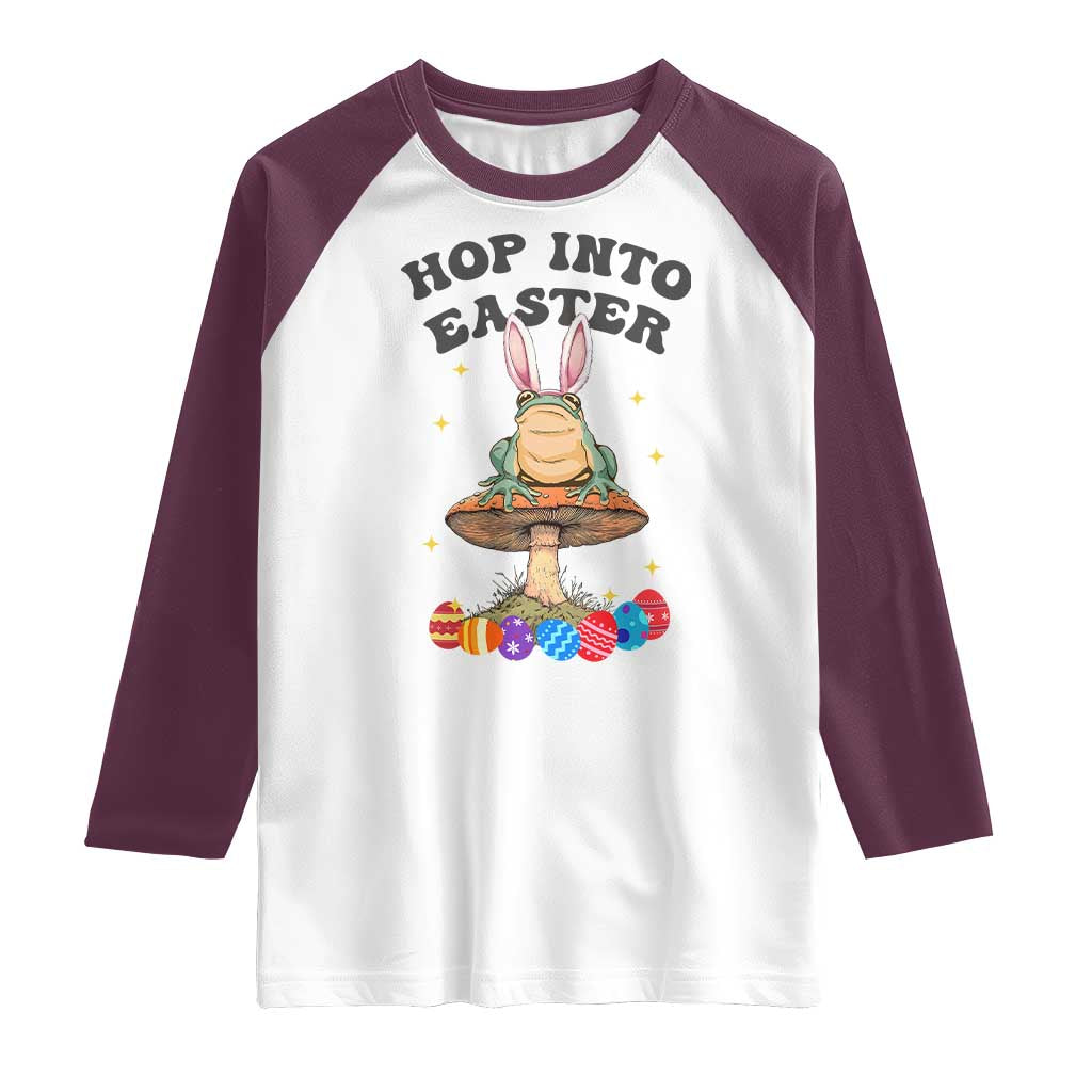 Funny Hop Into Easter Raglan Shirt Easter Day Frog Bunny Egg