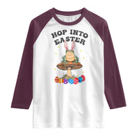 Funny Hop Into Easter Raglan Shirt Easter Day Frog Bunny Egg