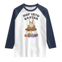 Funny Hop Into Easter Raglan Shirt Easter Day Frog Bunny Egg