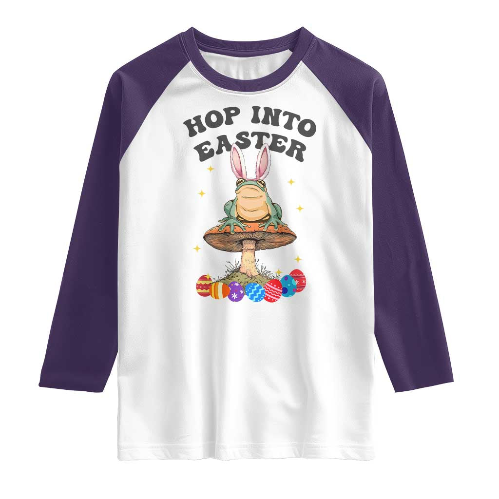 Funny Hop Into Easter Raglan Shirt Easter Day Frog Bunny Egg