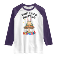 Funny Hop Into Easter Raglan Shirt Easter Day Frog Bunny Egg