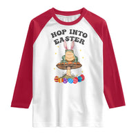 Funny Hop Into Easter Raglan Shirt Easter Day Frog Bunny Egg