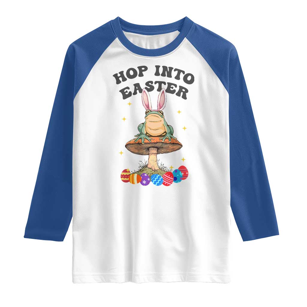 Funny Hop Into Easter Raglan Shirt Easter Day Frog Bunny Egg
