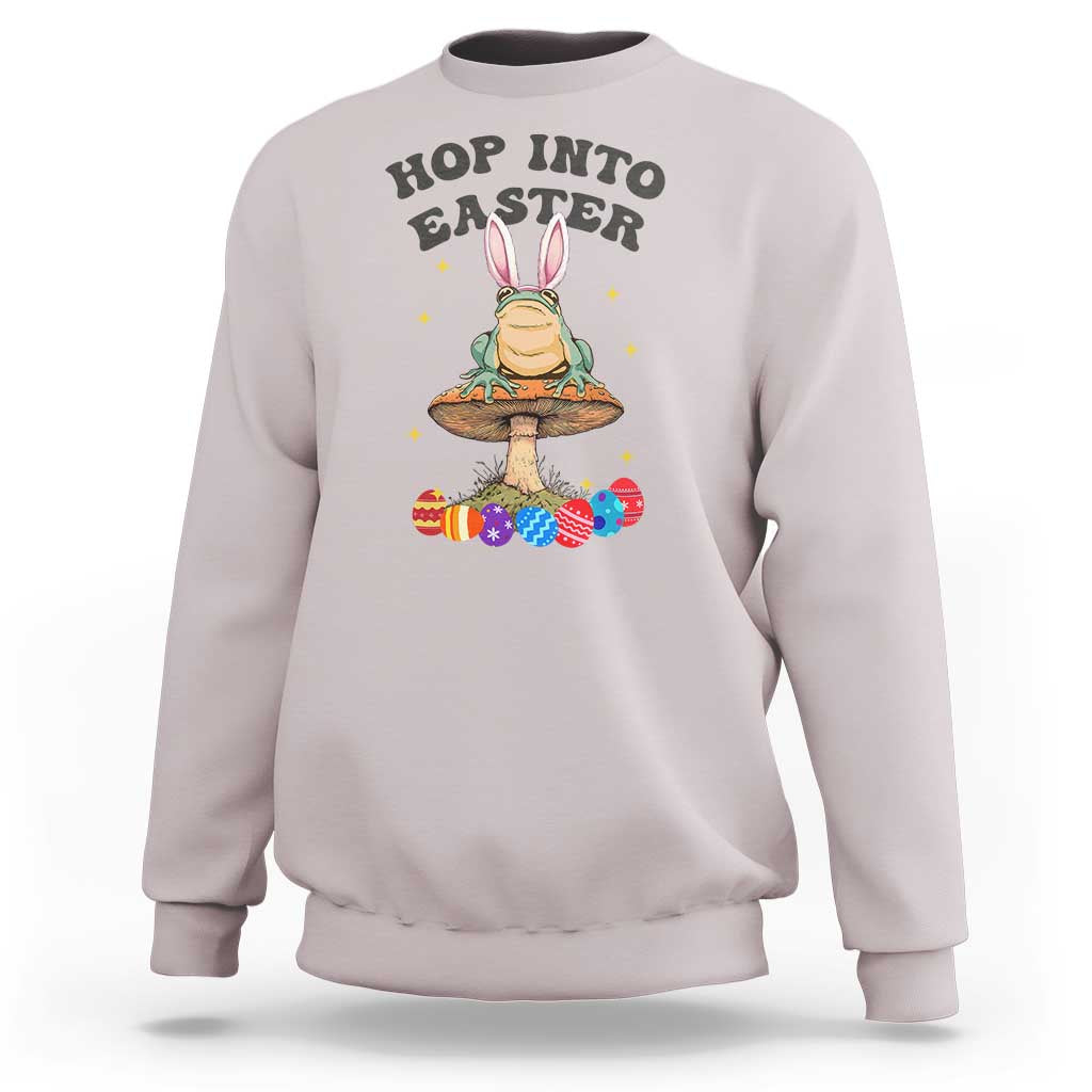 Funny Hop Into Easter Sweatshirt Easter Day Frog Bunny Egg