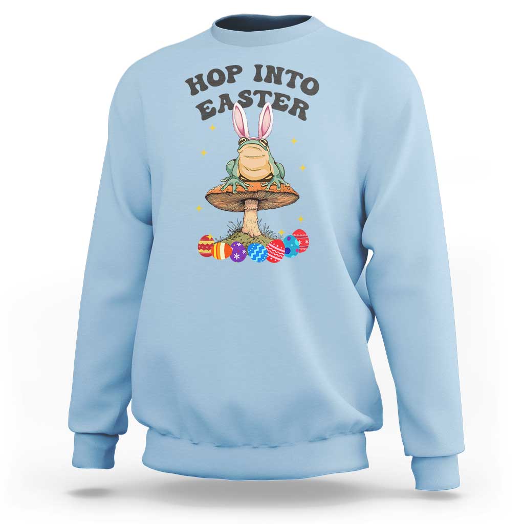 Funny Hop Into Easter Sweatshirt Easter Day Frog Bunny Egg