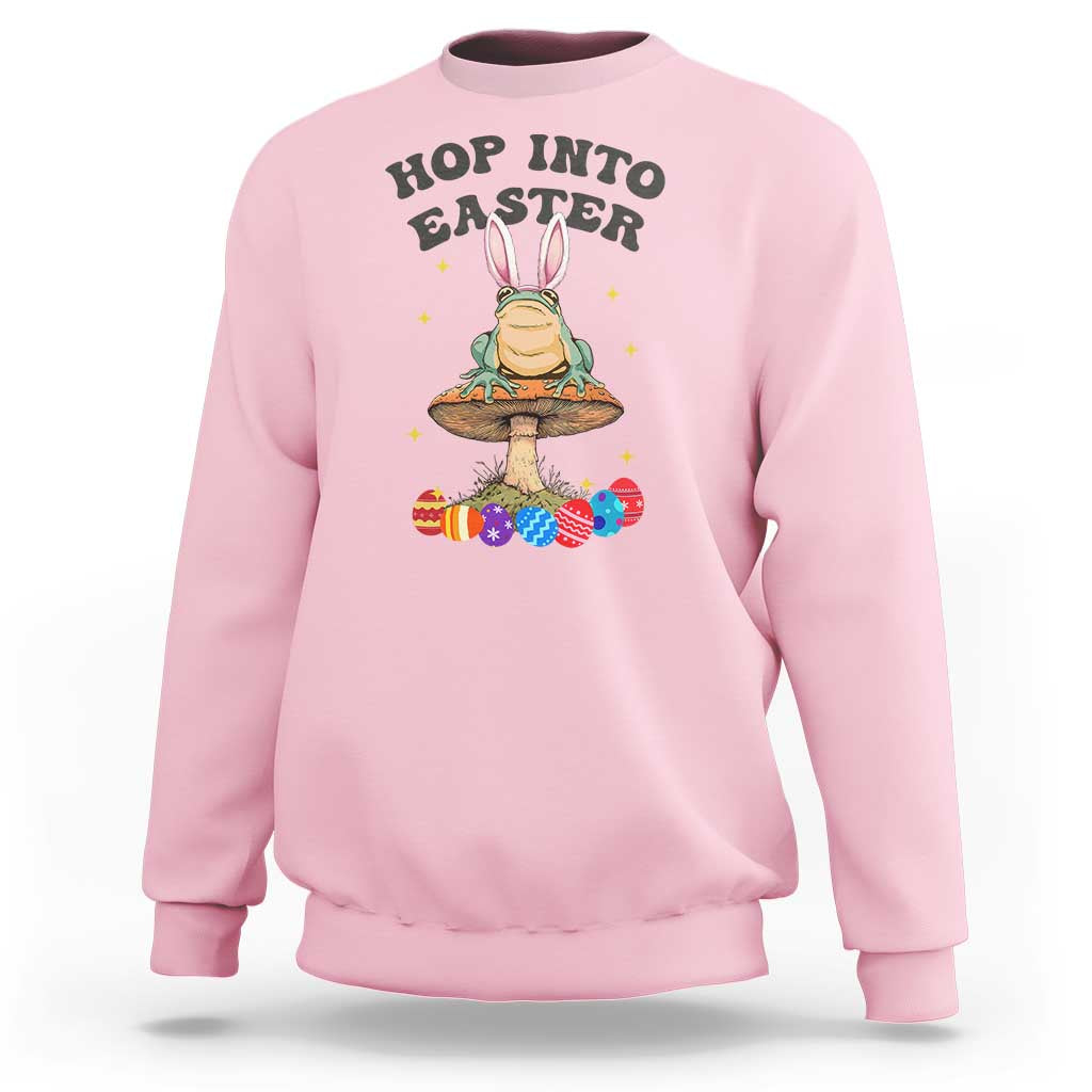 Funny Hop Into Easter Sweatshirt Easter Day Frog Bunny Egg