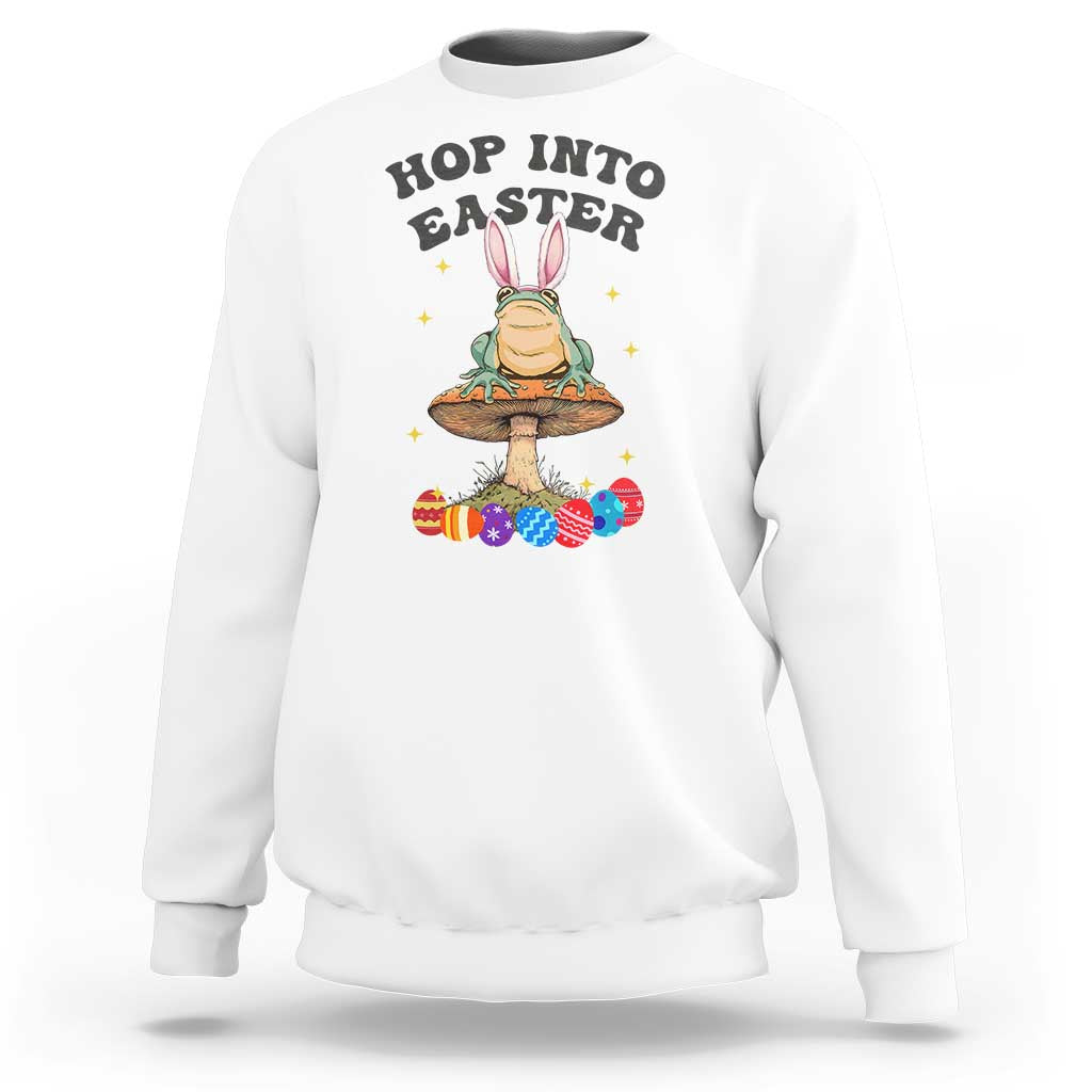 Funny Hop Into Easter Sweatshirt Easter Day Frog Bunny Egg