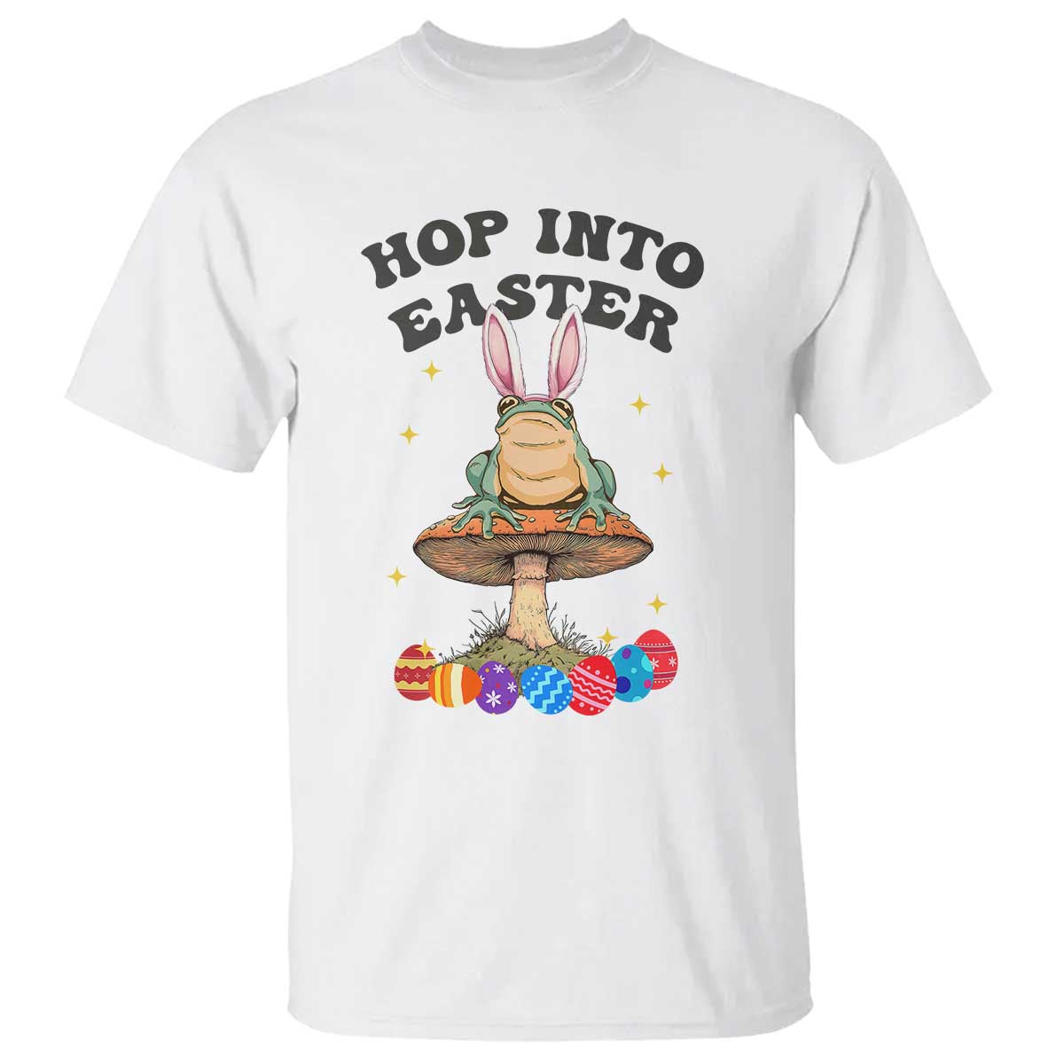 Funny Hop Into Easter T Shirt Easter Day Frog Bunny Egg