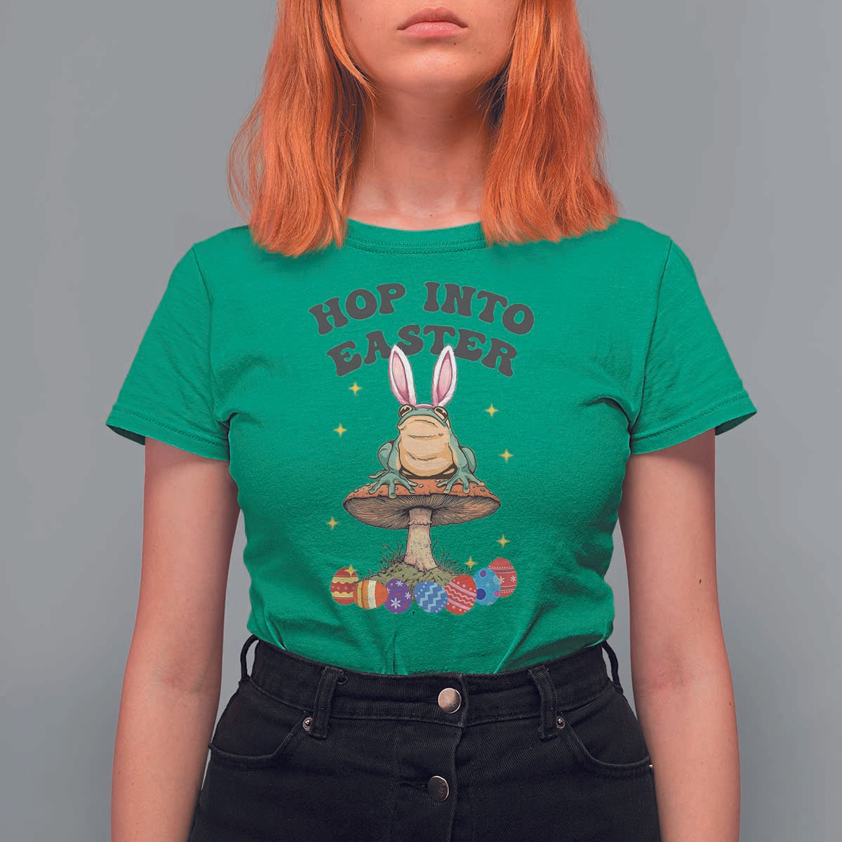 Funny Hop Into Easter T Shirt For Women Easter Day Frog Bunny Egg