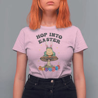 Funny Hop Into Easter T Shirt For Women Easter Day Frog Bunny Egg