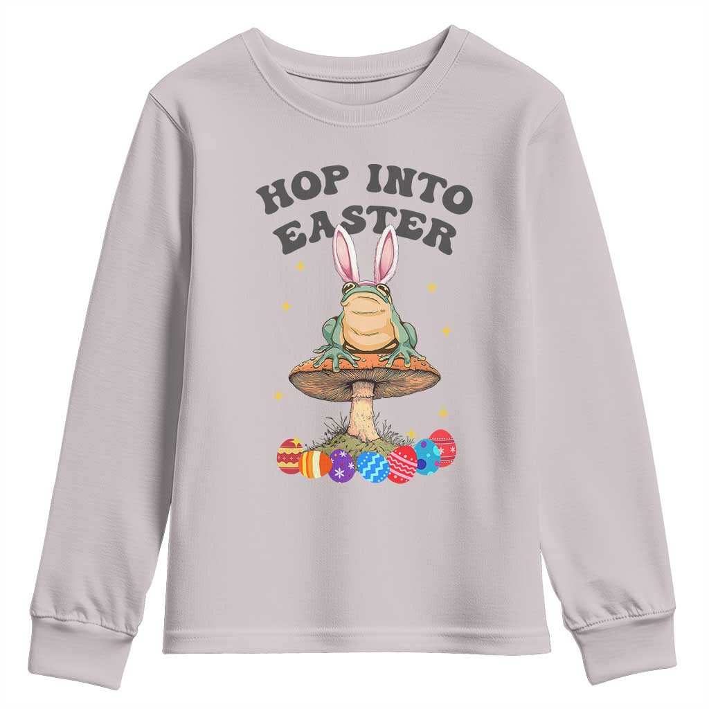 Funny Hop Into Easter Youth Sweatshirt Easter Day Frog Bunny Egg