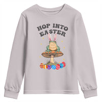 Funny Hop Into Easter Youth Sweatshirt Easter Day Frog Bunny Egg