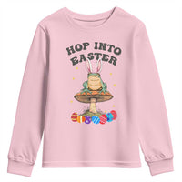 Funny Hop Into Easter Youth Sweatshirt Easter Day Frog Bunny Egg