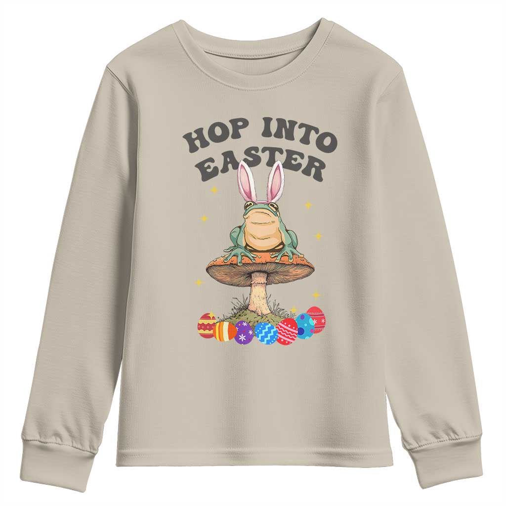 Funny Hop Into Easter Youth Sweatshirt Easter Day Frog Bunny Egg