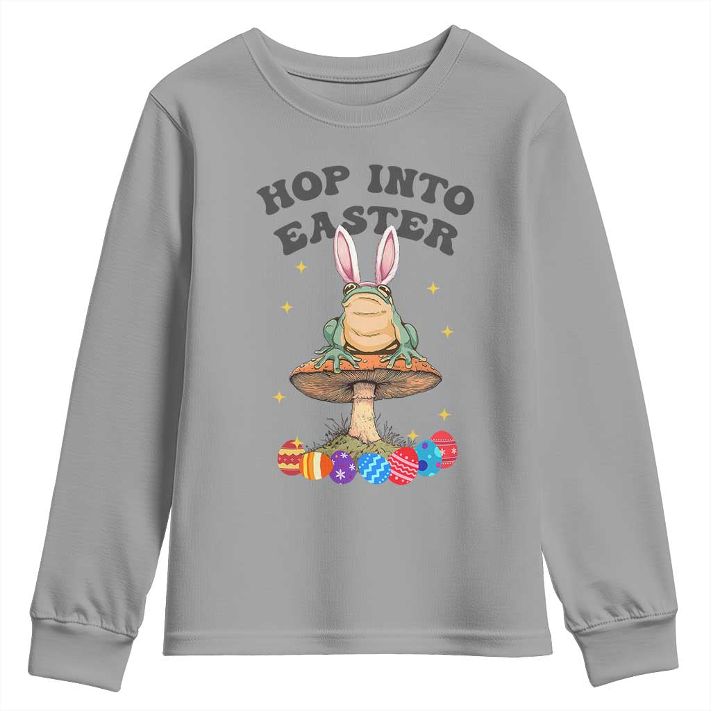 Funny Hop Into Easter Youth Sweatshirt Easter Day Frog Bunny Egg