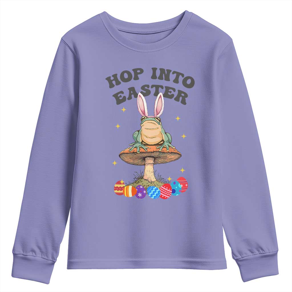 Funny Hop Into Easter Youth Sweatshirt Easter Day Frog Bunny Egg