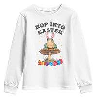 Funny Hop Into Easter Youth Sweatshirt Easter Day Frog Bunny Egg