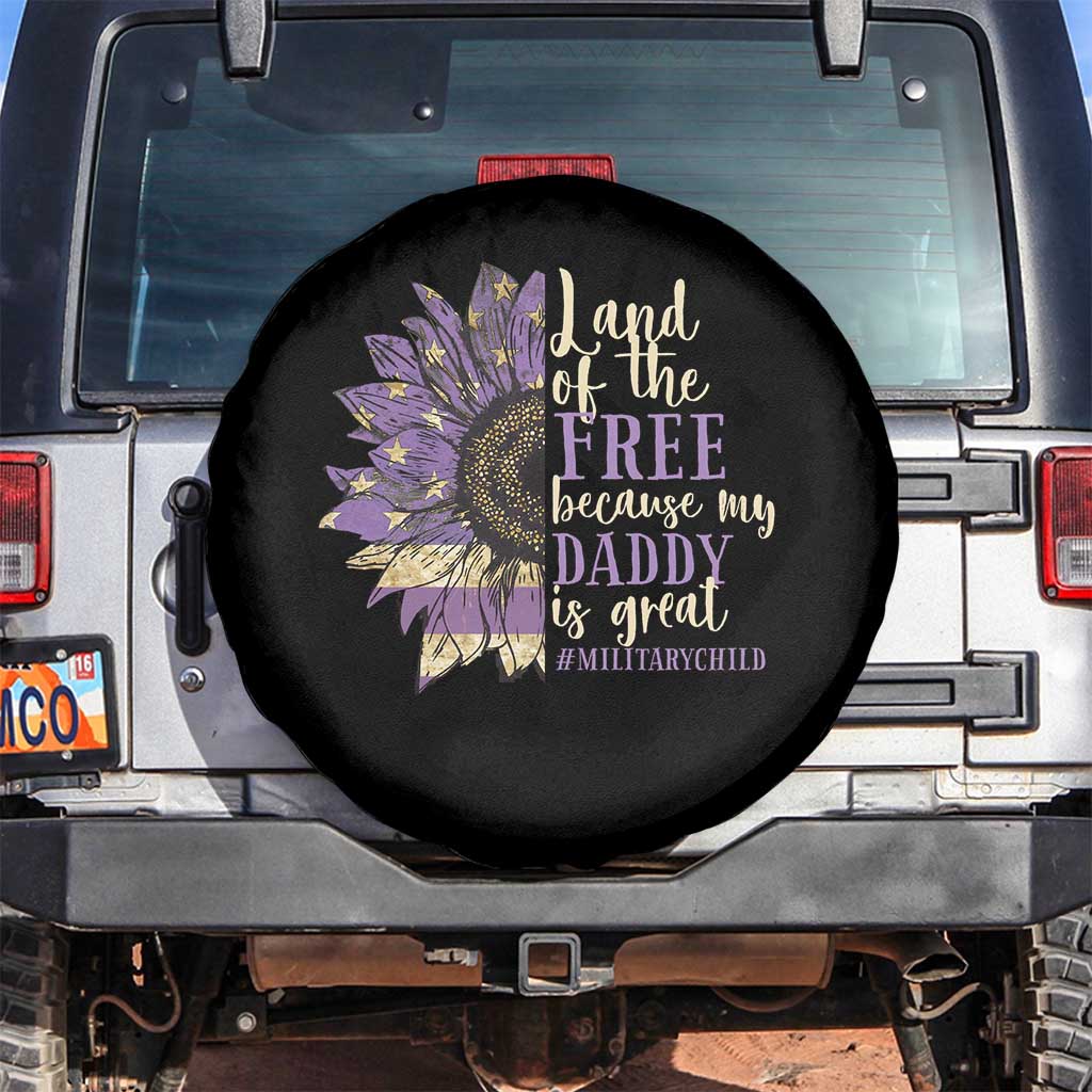 Military Child Month Spare Tire Cover Land Of The Free Because My Daddy Is Great Purple Sunflower