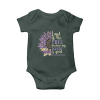 Military Child Month Baby Onesie Land Of The Free Because My Daddy Is Great Purple Sunflower