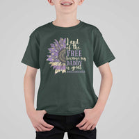 Military Child Month T Shirt For Kid Land Of The Free Because My Daddy Is Great Purple Sunflower