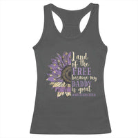 Military Child Month Racerback Tank Top Land Of The Free Because My Daddy Is Great Purple Sunflower