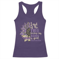 Military Child Month Racerback Tank Top Land Of The Free Because My Daddy Is Great Purple Sunflower
