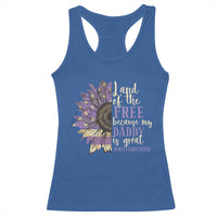 Military Child Month Racerback Tank Top Land Of The Free Because My Daddy Is Great Purple Sunflower