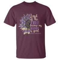 Military Child Month T Shirt Land Of The Free Because My Daddy Is Great Purple Sunflower