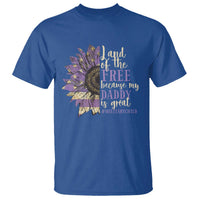 Military Child Month T Shirt Land Of The Free Because My Daddy Is Great Purple Sunflower