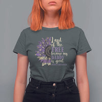 Military Child Month T Shirt For Women Land Of The Free Because My Daddy Is Great Purple Sunflower