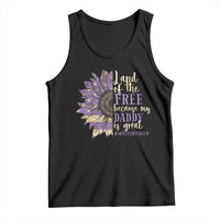 Military Child Month Tank Top Land Of The Free Because My Daddy Is Great Purple Sunflower