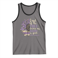 Military Child Month Tank Top Land Of The Free Because My Daddy Is Great Purple Sunflower