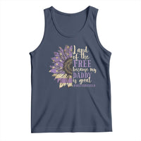 Military Child Month Tank Top Land Of The Free Because My Daddy Is Great Purple Sunflower
