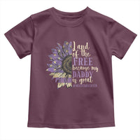 Military Child Month Toddler T Shirt Land Of The Free Because My Daddy Is Great Purple Sunflower