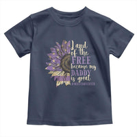 Military Child Month Toddler T Shirt Land Of The Free Because My Daddy Is Great Purple Sunflower