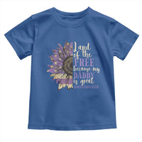 Military Child Month Toddler T Shirt Land Of The Free Because My Daddy Is Great Purple Sunflower