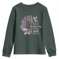 Military Child Month Youth Sweatshirt Land Of The Free Because My Daddy Is Great Purple Sunflower